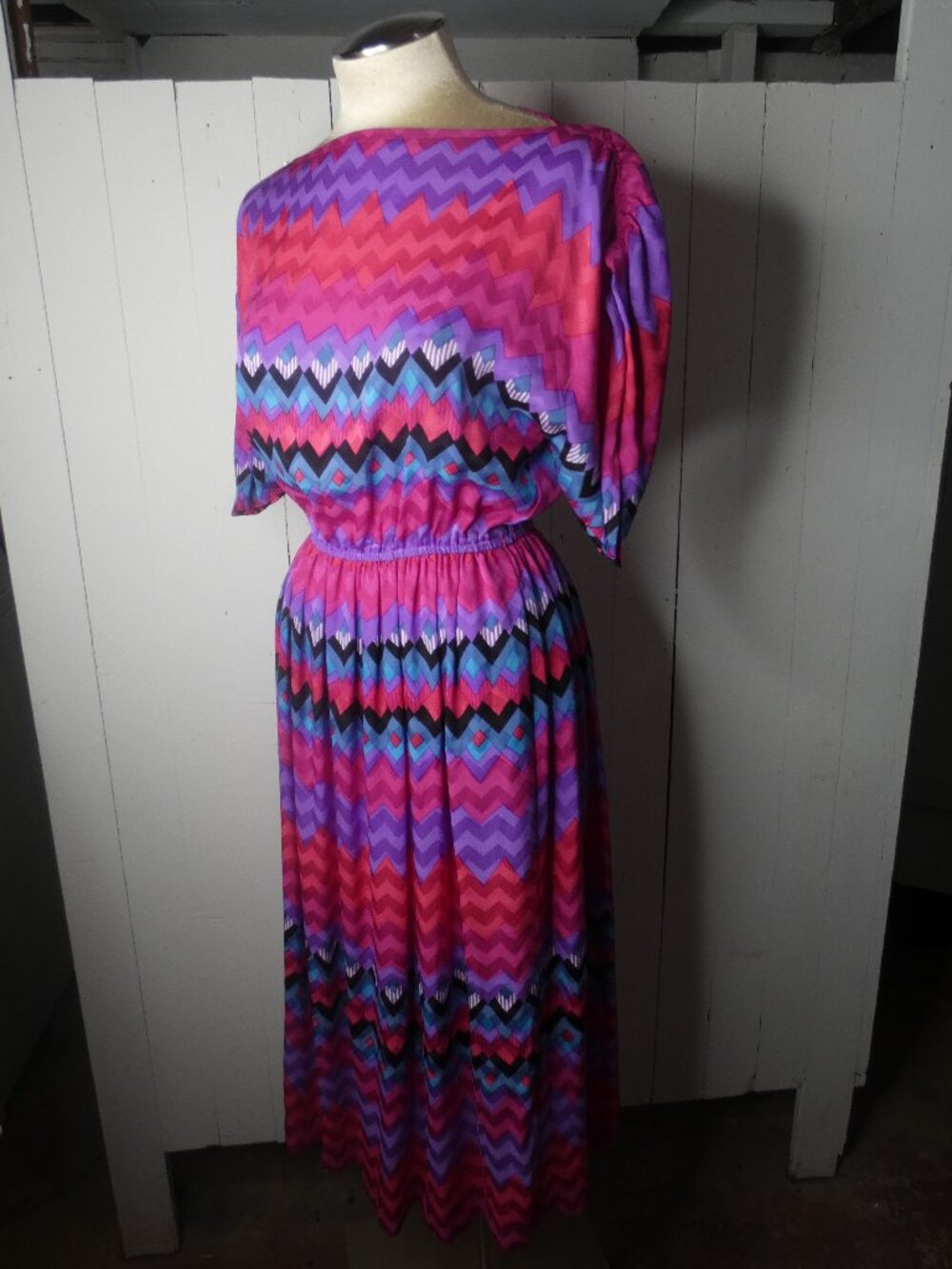 VTG Umi Collections by Anne Crimmins Size 4 Silk Purple Pink Blouson Midi Dress